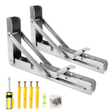 Oudtinx 2PCS Folding Shelf Brackets,Heavy Duty Triangle Shelf Bracket for Bench Table,Wall Mounted Standing Shelf Brackets for S