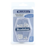 Beadalon Silver Plated Findings Variety Pack for Jewelry Making - 112 Pcs with Jump Rings, Spring Ring Clasps, Lobster Clasps in