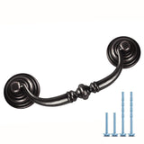 MuDuJia 10-Pack 4 1/4 C-C Shabby Chic Drawer Pulls Handles Antique Black Kitchen Cabinet Drop Bail Pulls Handles (10, 4.25 Hole