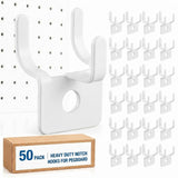 Tandefio Pegboard Hooks Metal Prong Hook Peg Board for Hanging Hangers for Picture Jewelry Wall Display Tool(White,50 Pcs)