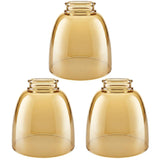 3-Pack Clear Amber Glass Shade Replacements, Ceiling Fan Light Covers Glass Globes Lampshades for Chandelier Vanity Lights Wall