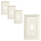4-Pack Classic Beadboard Single Toggle Light Switch Cover Plate, Unbreakable Polycarbonate Decorative Switch Plate Covers, Light