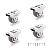 1.25 Inch Mini Rigid Caster Wheels Set of 4, Low Profile Rubber Rolling Wheels with Steel Top Plate, Little Casters Wheels for F