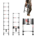 VEVOR Telescoping Ladder, 8.5ft Stainless Steel Lightweight Extension Ladder, Multi-Button Retraction Collapsible Ladders, 330LB