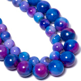 Nitopupu 28pcs 14mm Natural Blue-Purple Painted Agate Round Gem Stone Beads for Jewelry Making Adults DIY Bracelet Necklace Earr