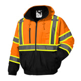SKSAFETY High Visibility Reflective Jackets for Men, Waterproof Class 3 Safety Jacket with Pockets, Hi Vis Orange Coats with Bla