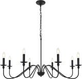 Living District Rohan 8-Light Mid-Century Metal Pendant In Matte Black