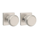 Kwikset Maven Interior Passage Door Knob, Handle for Closet and Hallway Doors, Square Non-Locking Doorknob in Satin Nickel, with
