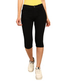 Nifty Women'S Denim Stretchable Slim Fit Capris (Cpri_Pln_Blk_34_Black_34)
