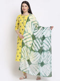 Anni Designer Women'S Cotton Straight Kurta With Palazzo & Dupatta (Kpzd-Cot-10011-Yellow_Xxl_Yellow_Xx-Large),Yellow,2XL,Cotton Blend,Straight,Dupatta, Palazzo