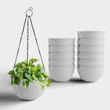 Yuccabe Italia Shera UroBasket Plastic Flower Pot With Drainage Holes Round Planter Pot Suitable For Inddor Outdoor Kitchen (Wh