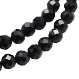 LiQunSweet 130 Pcs 3mm Natural Black Spinel Beads Strands Faceted Round Small Loose Crystal Gemstone Bead Spacer for DIY Jewelry