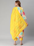 Gosriki Women'S Cotton Blend Embroidered Floral Printed Straight Kurta With Pant & Dupatta (Litup-Yellow-Nw2-Gs_S_Yellow_Small),Yellow,,B0BXLRY29S