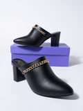 Shoetopia Women & Girls Pointed Toe With Stylish Golden Chain Pumps/Bantu-428/Black/Uk3,Black,3,B0BRV9ZJVC