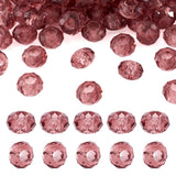 100Pcs Medium Purple Glass Faceted European Beads Crystal Rondelle Large Hole Loose Spacer Beads Slide Charms No Metal Core 14x8