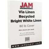 JAM PAPER Strathmore 80lb Cardstock - 8.5 x 11 Coverstock - 216 gsm - Bright White Linen - 30% recycled - 250 Sheets/Ream