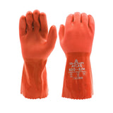 SHOWA Atlas 620 Double-Dipped PVC Chemical Resistant Gloves, Rough Finish Grip, Seamless Cotton Liner, 12 Length, Blue, Medium,