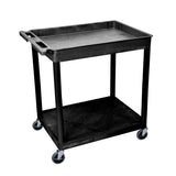 LUXOR TC12-B Large Top Tub and Flat Bottom Shelf Cart, 4 Caster Wheels with Locking Brake, Assembly Required, 200 lbs., 32 W x