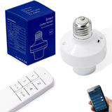 QIACHIP Remote Control Light Socket E26 E27 Bulb Socket Adapter, ZigBee Smart Light Holder Compatible with Alexa Echo Voice Cont