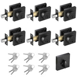 Matte Black Square Single Cylinder Deadbolt Lock, 6 Pack, Home Security Door Lock, Front Door Deadbolt for Office, Keyed 1 Side