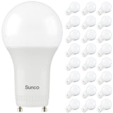 Sunco 24 Pack GU24 LED Bulb A19, 2 Prong Light Bulbs, 800 LM, 9W (60W Equivalent), 3000K Warm White, Dimmable, Twist & Lock GU24