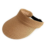 Store 2508 WomenS Foldable Straw Sun Visor Hat With Wide Brim, Adjustable Elastic Strap, Lightweight Uv Protection Summer Beach