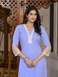 Anni Designer Women'S Cotton Blend Straight Solid Kurta With Pant (Takada Light Blue-Nw_M_Light Blue_Medium),Light Blue,M,,,