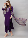 Anni Designer Women'S Cotton Blend Straight Solid Kurta With Pant & Dupatta (Saru-Begni_Xl_Blue_X-Large),Blue,XL,Cotton Blend,Regular,Dupatta