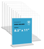 newnewshow 8.5x11 Clear Acrylic Sign Holder, Display Stand, Plastic Card Holder for Business, Office, Retail (12 Pack 8.5x11)