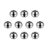 HARFINGTON 10pcs Beads 8mm Stainless Steel 2mm Hole Dia Bead for DIY Crafts, Silver Tone