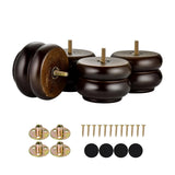 3 Inch/ 7CM Round Furniture Legs Replacement Couch Sofa Legs Set of 4 Chunky Bun Feet for Furniture Wood Legs Mid Century Predri