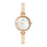 Timex Analog Watch For Women With Mother Of Pearl White Round Dial & Rose Gold Brass Bracelet Band Water Resistant Women'S Wrist