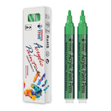 TFIVE Green Paint Marker Pens - 2 Pack Acrylic Permanent Marker, 2-3mm Medium Tip, Paint Pen for Art Projects, Drawing, Rock Pai