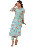 Anni Designer Women'S Rayon Blend Straight Printed Kurta With Pant (Madikari Green_L_Green_Large),Green,L