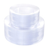 PULOTE 100Pieces Clear Plastic Plates - Premium Heavyweight Plastic Clear Plates Disposable for Wedding&Party Include 50 Clear D