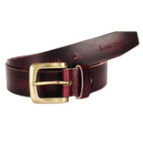 Louis Stitch MenS Ruby Red Belt Italian Raw Crunch Leather Premium Formal Casual Belts For Men With Heavy Brass Buckle 1.5 Inch