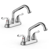 Phiestina Centerset 4 Inch 2 or 3 Hole Chrome Utility Sink/Laundry Faucet 2 Pack, with Rotatable Swivel 360 Spout and Garden Hos