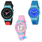 On Time Octus Kids Analouge 7 Multi-Color Light Cute 3D Cartoon Character Boy'S And Girl'S Watch | Pack Of 3 Watches For Kids |
