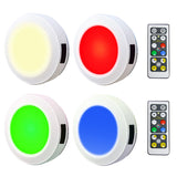 HONWELL Push Light, LED Puck Lights with Remote, Battery Operated RGB Fairy Lights Wireless Touch Tap Light Dimmable Closet Cabi