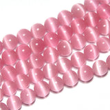 10mm Pink Cat Eye Beads Round Semi Precious Gemstone Loose Beads for Jewelry Making (38-40pcs/strand)