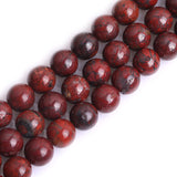 GEM-Inside 10mm Natural Dark Red Poppy Flower Jasper Stone Gemstone Semi Precious Round Spacer Beads for Jewelry Making 15