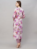 Anni Designer Women'S Cotton Blend Printed Straight Kurta With Pant (Ps-Purple_3Xl_Purple_Xxx-Large),Purple,3XL,Cotton Blend,Regular,Kurta