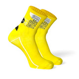 Sockscarving Feel The Comfort Pure Preimum Cotton 1 Pair Athletic Quarter Crew Socks, Yellow, Ribbed Design With Logo Or Men And