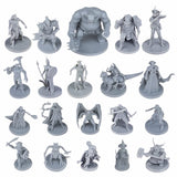 Path Gaming 20-Piece Unpainted Miniatures Set - 28 mm Fantasy Heroes, Monsters & NPCs for Dungeons & Dragons & Pathfinder