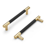 Dazzleeta 10 Pack Cabinet Handles Gold and Black 5 Inch Drawer Pulls Round Brass Cabinet Pulls with Knurled Pattern Kitchen Cabi