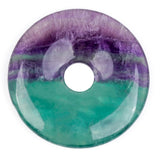 GEM-Inside Natural 40mm Multicolor Rainbow Fluorite Quartz Gemstone Ring Circle Donuts Pendant Charms Beads for Jewelry Making