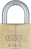 ABUS 75/50 Solid Brass Padlock with 2 Keys for Outdoor, School, Gym, 1 57/64in (50mm) Wide, Keyed Different