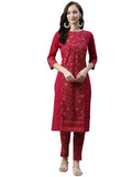 ZIYAA Women Crepe Floral Straight Kurta (ZIKUCR3499-XL) Dark Pink