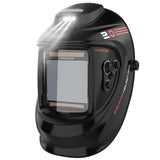 YESWELDER Auto Darkening Welding Helmet with Rechargeable Fan and Light, 3.93X3.66Large View 1/1/1/1 True Color 4 Arc Sensor Sol