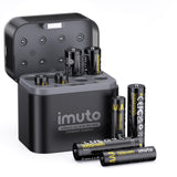 imuto Rechargeable Batteries 4 AA & 4 AAA Lithium with Charger, 1.5V Triple A & Double A Batteries, Long-Lasting Li-Ion Recharge